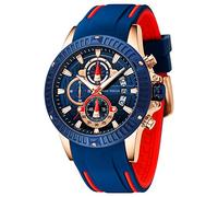 Montres Hommes,Mini Focus Multifonction Sport Quartz 30m étanche Classique analogique Chronographe avec Acier Inoxydable Bracelet Bleu (Bleu 2)