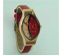 Montres homologuées par les chemins de fer pour hommes petit cadran semi-lunaire Ellipse Montre pour femme, Rouge, taille unique