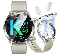 Montres intelligentes pour femme, montre intelligente de 3,2 cm pour iPhone/Android (2 bracelets de montre), montre de fitness étanche avec écouteurs, fréquence du sommeil/cardiaque (blanc-X10)