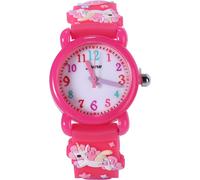 Montres pour enfants 3D Bonne Cartoon étanche Quartz silicone Cadeau d'anniversaire pour 3-10 ans fille petit enfant,Roses rouge