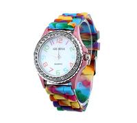 Montres pour femmes Bling Crystal Quartz Digital Silicone PP Watch Wrist Analog Women Watch, rose, One Size