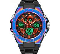 Montres pour hommes militaires tactiques sport LED chronomètre noir numérique Wacht pour course à pied, entraînement Père Mari Relojes de Hombre Violet coloré, Couleur tête de mort : bleu