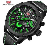 Montres pour hommes MINI FOCUS Montre de sport de luxe étanche pour hommes en cuir véritable chronographe 24 heures à quartz