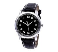 Montres pour Hommes, Quartz inversé Montre pour Hommes, montée en poigne arrière avec Bracelet en Cuir, Montre de garçons étanche dans Le Sens antihoraire, Montre Anti-Horloge pour Les garçons, Noir