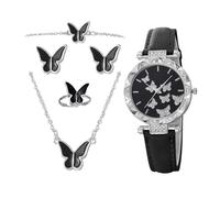Montres pour les femmes - Infirmières montres pour les infirmières - Watching Watch - Watch Butterfly Ensemble avec bracelet en cuir PU - Montre-bracelet de luxe, collier, bracelet et coffret