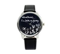 Montres unisexes pour adultes, unisexe, femmes, dames, filles, peu importe, je suis en retard de toute façon, j'aime les montres à bracelet en cuir, montre-bracelet à quartz, montre en cuir