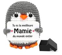 Montrestar Cadeau Mamie, Cadeau Anniversaire Mamie, Décoration Tricotée Pingouin avec Boîte, Cadeaux Émouvant Fete des Grand Mere, Noel, Grand Mere Anniversaire
