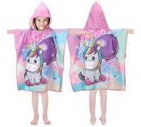Montrestar Poncho de Bain Enfant, Cape de Bain à Capuche Licorne, Serviette Poncho pour Enfants Filles Garçons, Microfibre Serviette de Plage Natation (Taille recommandée : 85-110cm