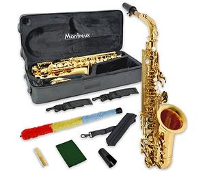 Montreux Saxophone Alto Mib d'Étude avec Étui e fa# aigu, réponse facile ; bec, anche, ligature, cordon et pad saver dans un étui rigide