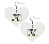 Montrez-moi que les boucles d'oreilles en cuir Butthole pour les femmes boucle d'oreille goutte pendentif coeur avec crochet cadeaux pour fille adulte
