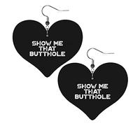 Montrez-moi que les boucles d'oreilles en cuir Butthole pour les femmes boucle d'oreille goutte pendentif coeur avec crochet cadeaux pour fille adulte