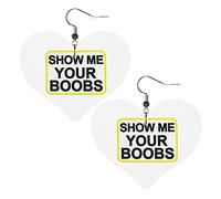 Montrez-moi vos seins boucles d'oreilles en cuir pour femmes boucles d'oreilles goutte pendentif coeur avec crochet cadeaux pour fille adulte