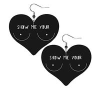 Montrez-moi vos seins boucles d'oreilles en cuir pour femmes boucles d'oreilles goutte pendentif coeur avec crochet cadeaux pour fille adulte