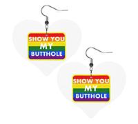 Montrez-vous mes boucles d'oreilles en cuir Butthole pour les femmes Dangle Boucle d'oreille Goutte Coeur Pendentif Avec Crochet Cadeaux Pour Fille Adulte