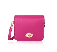 Montte Di Jinne Petit sac à bandoulière en cuir véritable italien pour femme - Fabriqué à la main en Italie, fermeture à visser, sangle réglable, fuchsia, Length: 19.5cm | 7.6", Height: 15cm | 5.9