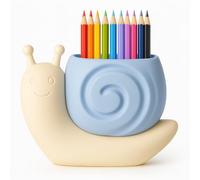 monTTese Pot à crayons organiseur de bureau et organisateur de maquillage, support à crayons pour bureau, organiseur de surligneurs en forme d'escargot bleu