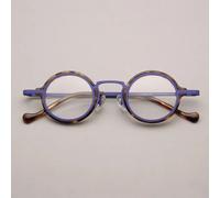 Monture De Lunettes En Métal À Lentilles Rondes Faites À La Main Pour Hommes Et Femmes,Petite Monture Artistique Vintage,Qualité De Qualité En Cone Contre-Indiquée,Style Japon - Type Hawksbill Bleu