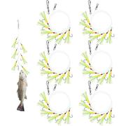 Monture de pêche, 6 pièces avec 36 hameçons fluorescents, montures de pêche avec perles phosphorescentes - Convient aux pêcheurs en plein air en rivière, mer, surf, kayak, bateau, rive