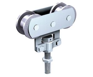 Monture fixation sur chant MANTION - 2 galets Delrin - Vis d'accrochage M10 - Capacité/porte: 40 kg - 235D