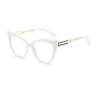 Montures de lunettes pour hommes et femmes, monture métallique œil de chat ultra-légère, verres transparents anti-lumière bleue, BLANC, C