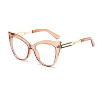 Montures de lunettes pour hommes et femmes, monture métallique œil de chat ultra-légère, verres transparents anti-lumière bleue, champagne, C