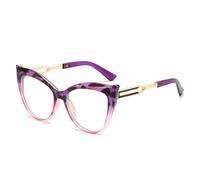 Montures de lunettes pour hommes et femmes, monture métallique œil de chat ultra-légère, verres transparents anti-lumière bleue, violet, C
