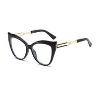 Montures de lunettes pour hommes et femmes, monture métallique œil de chat ultra-légère, verres transparents anti-lumière bleue, noir, C