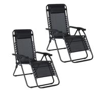 MONTY Set de 2 sillones Non Gravity de Acero y textileno Negro Con bloqueo de posición