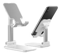 MONTY SOUL Support de téléphone pliable réglable angle 5-75° et hauteur, portable pour tablette, téléphone portable, smartphone, idéal pour la maison, le bureau, les voyages (blanc)