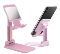 MONTY SOUL Support de téléphone pliable réglable angle 5-75° et hauteur, portable pour tablette, téléphone portable, smartphone, idéal pour la maison, le bureau, les voyages (rose)