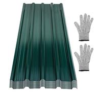 Monucep 12x Tôle profilée en trapèze Plaques de toiture 129 x 46 cm, environ 7 m², 0,25 mm Métal tôle d'acier galvanisée pour Carport Abri de jardin Remise, gants de protection inclus, Vert