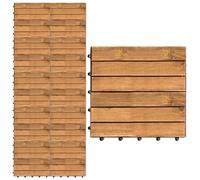 Monucep Dalles en bois d'acacia - 30 x 30 cm - 6 lattes - Style - 66 carreaux pour 6 m² - Résistant aux intempéries - En bois d'acacia - Revêtement de sol en bois - Système de clic avec drainage