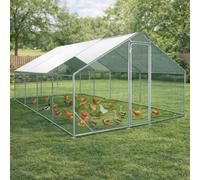 Monucep Enclos pour poulailler avec enclos 3 x 6 x 2 m, grand poulailler en acier galvanisé, résistant aux intempéries, avec toit en polyéthylène, poulailler pour jardin et cour