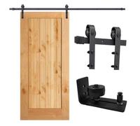 Monucep Kit complet de ferrures de porte coulissante - 200 cm - Pour portes coulissantes - Avec guide au sol - Pour porte coulissante en bois simple de 100 cm - Rectangulaire