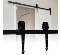 Monucep Kit complet de ferrures de porte coulissante bifold de 363 cm avec guide au sol, pour 2 portes en bois de 90 cm de large, forme de flèche