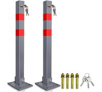 Monucep Lot de 2 bornes de parking pliables et verrouillables pour parking privé et place de stationnement, avec 3 clés et bandes d'avertissement réfléchissantes, pour protéger contre le stationnement