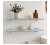 Monucep Lot de 2 étagères murales en verre trempé de 8 mm avec support réglable, pour douche, salle de bain, cuisine et balcon, 60 x 10 cm
