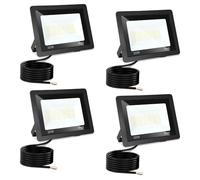 Monucep Lot de 4 projecteurs LED d'extérieur 30 W à intensité variable 3000 K/4000 K/6500 K, étanche IP65, pour jardin, cour, portes, pelouse, garage, classe énergétique E