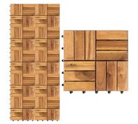 Monucep Lot de 55 dalles de terrasse en bois pour 5 m², 30 x 30 cm, résistants aux intempéries, avec drainage, en bois d'acacia avec système d'emboîtement (style : 12 lattes)