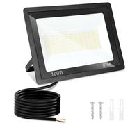 Monucep Projecteur LED d'extérieur 100 W à intensité variable 3000 K/4000 K/6500 K, étanche IP65, pour jardin, cour, portes, pelouse, garage, classe énergétique E