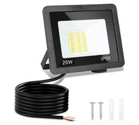 Monucep Projecteur LED d'extérieur 20 W à intensité variable 3000 K/4000 K/6500 K, étanche IP65, pour jardin, cour, portes, pelouse, garage, classe énergétique E
