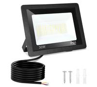 Monucep Projecteur LED d'extérieur 30 W à intensité variable 3000 K/4000 K/6500 K, étanche IP65, pour jardin, cour, portes, pelouse, garage, classe énergétique E