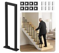 Monucep Rampe d'escalier intérieure, 95 cm, en forme de U, en métal, avec kit de fixation, facile à monter, sûre et stable pour grenier, véranda, balcon, terrasse, intérieur et extérieur, noir