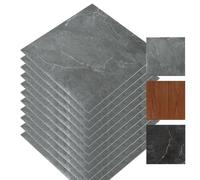 Monucep Revêtement de sol en PVC autocollant en vinyle - Environ 1 m²/11 carreaux - En vinyle autocollant - Antidérapant et imperméable - Pour salon, cuisine - Gris marbre