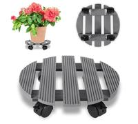 Monucep Rouleau de pot de fleurs rond 30 x 30 cm - Charge maximale : 80 kg - Avec roulettes verrouillables - Pour l'intérieur et l'extérieur - Gris