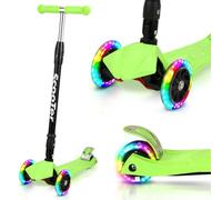 Monucep Trottinette pour enfant avec roues flash LED, pliable et réglable en hauteur sur 4 positions, 75 à 95 cm, grandes roues en polyuréthane 19/15 cm, plateau antidérapant, jusqu'à 100 kg, pour