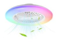 Monucep Ventilateur de plafond avec éclairage, lumière LED RVB intelligente, diamètre 50 cm, plafonnier avec ventilateur, intensité variable, application et télécommande, 6 vitesses, 3 températures de