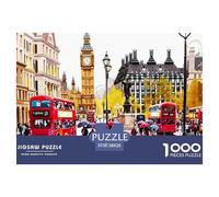 Monument de Londres Bus Rouge à Impériale Puzzle 1000 Pièces Papier pour Adultes Scène Urbaine Relaxation Puzzle en Famille 38x26cm/1000pcs