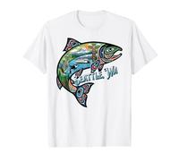 Monuments du Saumon de Seattle avec l'aigle Orque du Mont Rainier, etc. T-Shirt Graphique avec Valeur