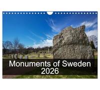 Monuments of Sweden Calendrier mural 2026 format A4 paysage 2026 CALVENDO 12 mois